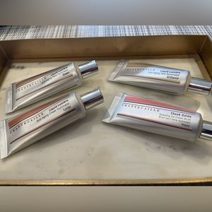 Chantecaille liquid lumiere shades luster, sheen, & brilliance & cheek gelee.